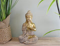 Gold Sitting Buddha Ornament, Praying, 19cm-Figurines & Statues