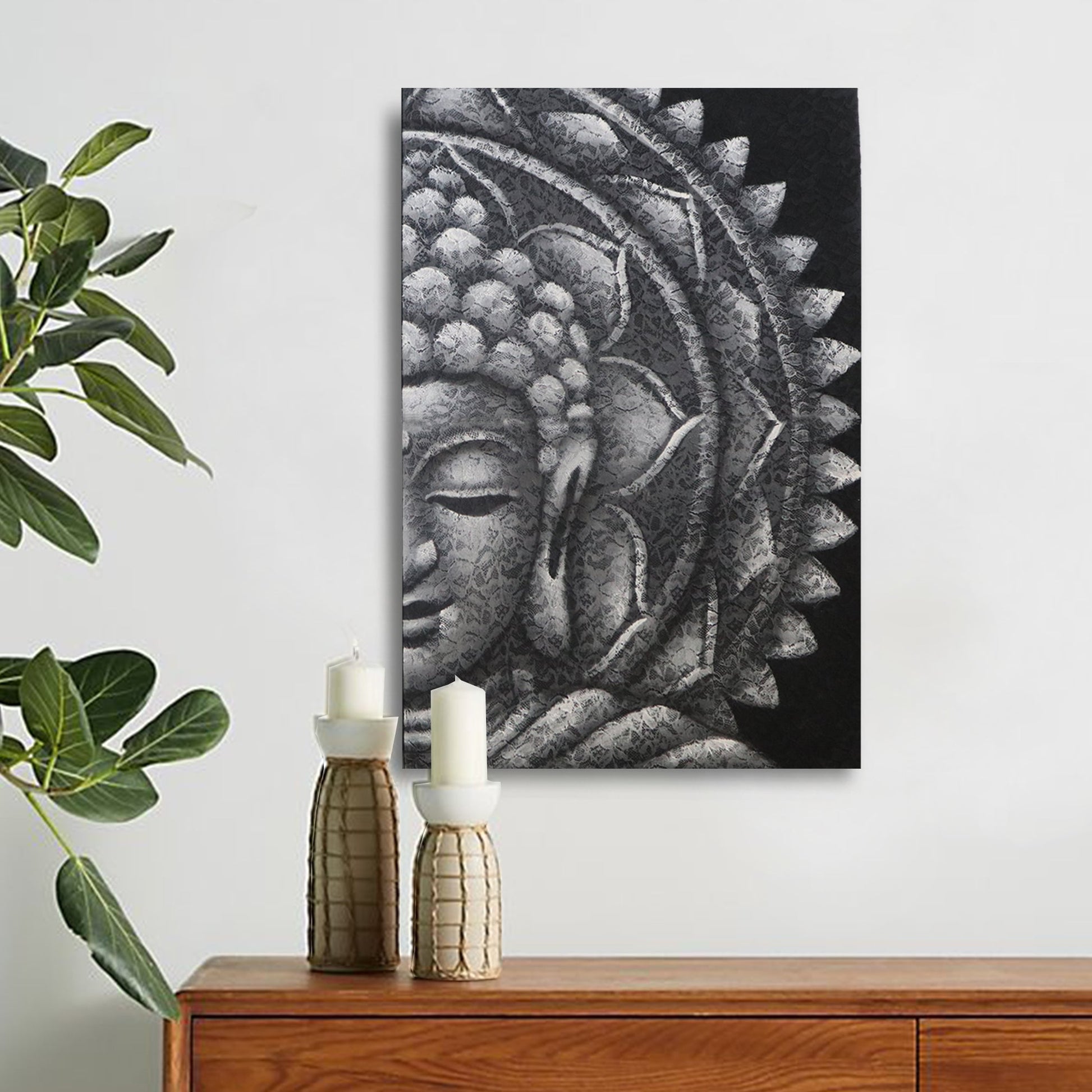 Grey Half Buddha Mandala 60x80cm-