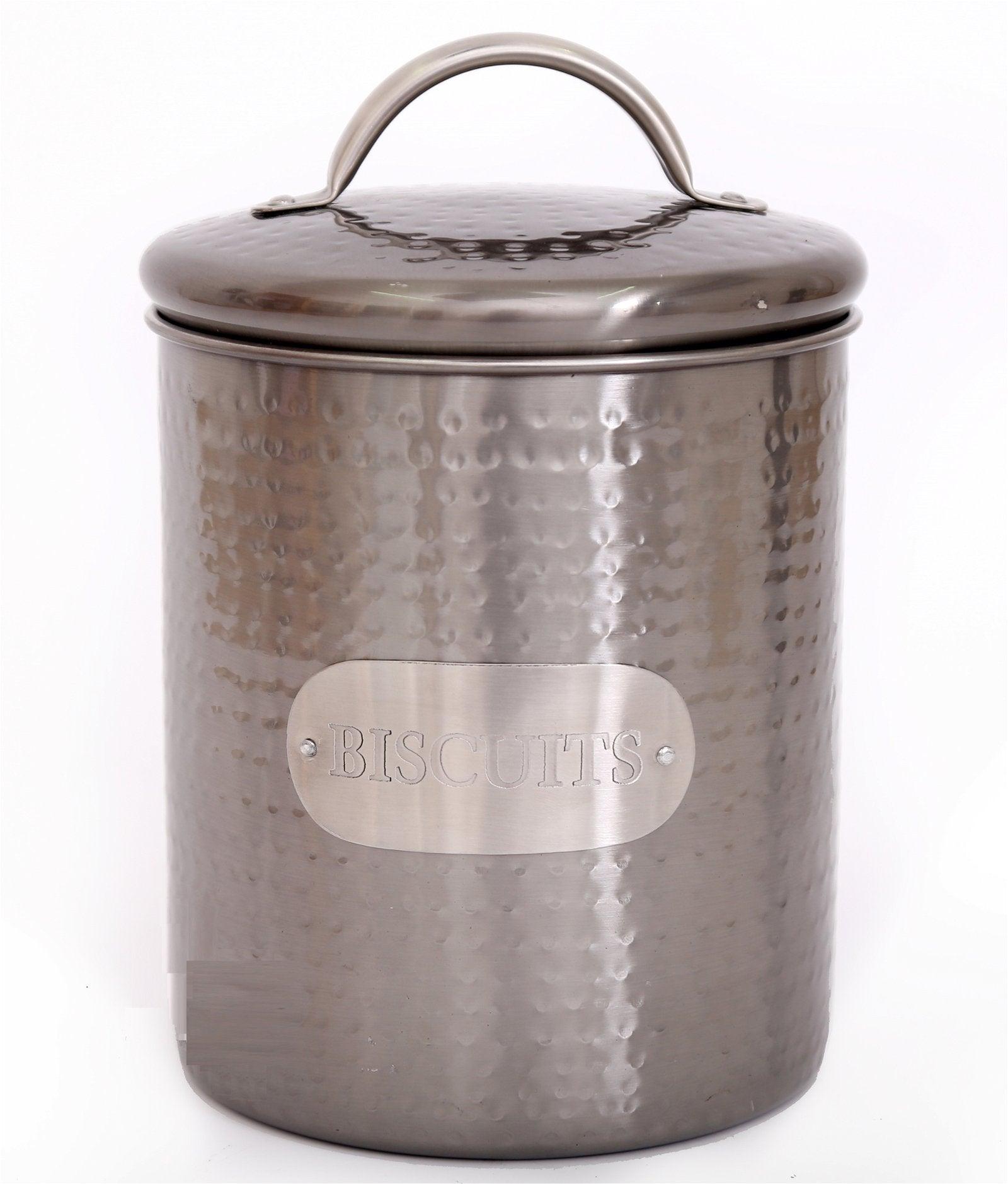 Grey Stainless Steel Biscuit Tin-Kitchen Storage