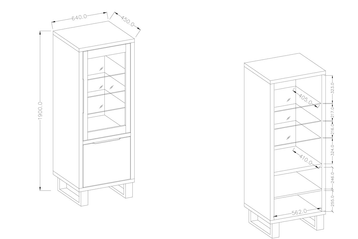 Halle 05 Tall Display Cabinet-Living Room Display Cabinet