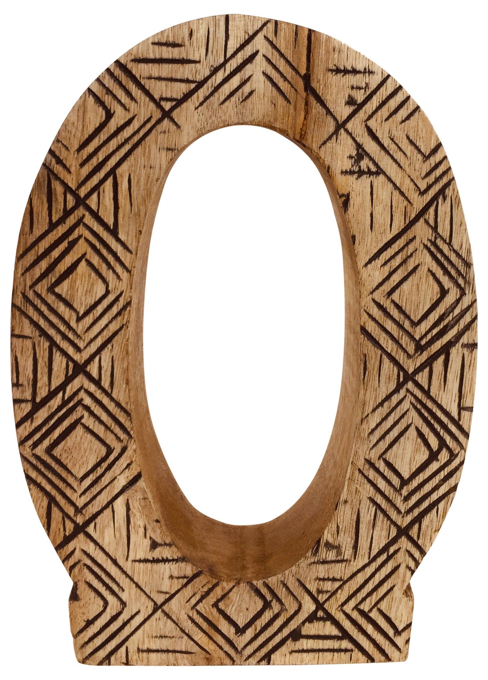 Hand Carved Wooden Geometric Letter O-Single Letters