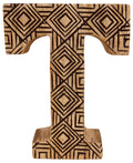 Hand Carved Wooden Geometric Letter T-Single Letters