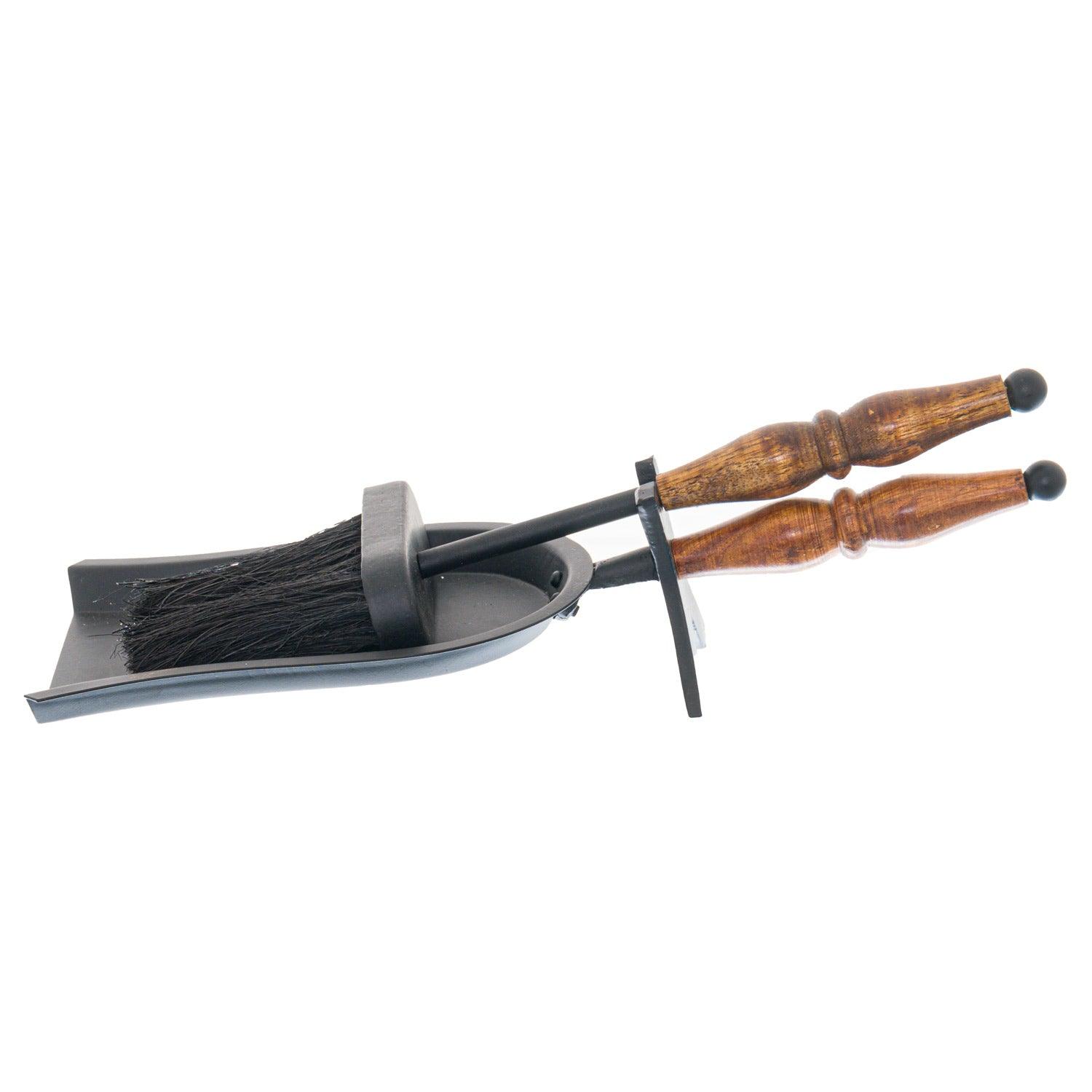 Hand Turned Hearth Tidy With Wooden Handle - £39.95 - Fireside Accessories > Companion Sets and Accessories 