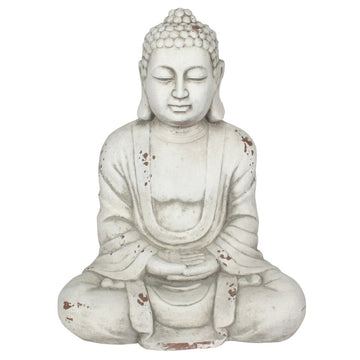 Hands In Lap Sitting Garden Buddha 58cm White - £90.5 - Garden Accessories 