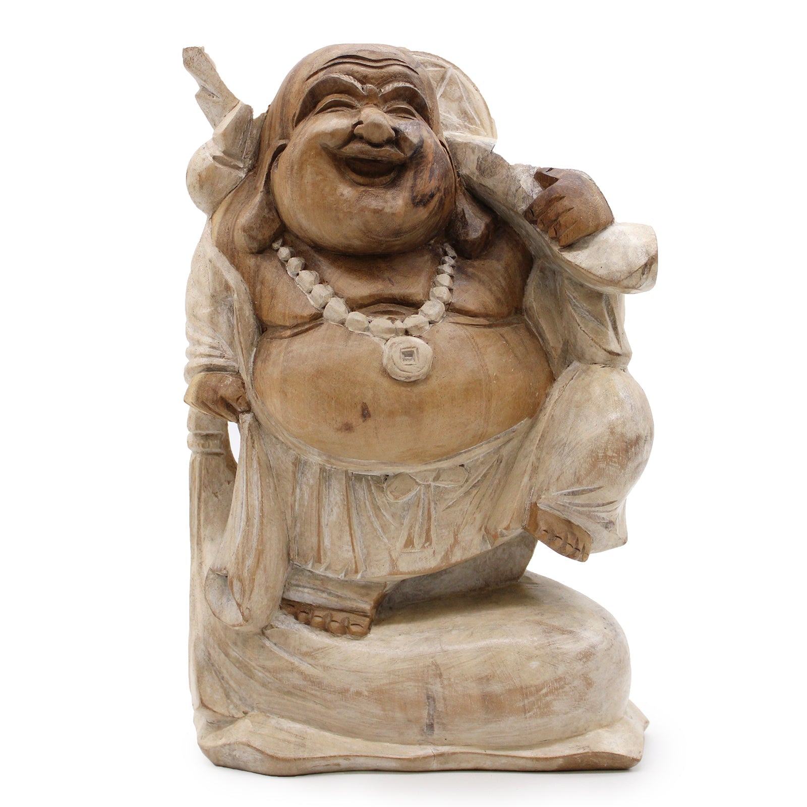 Happy Buddha Bring Wood - Whitewash 30cm - £72.0 - 