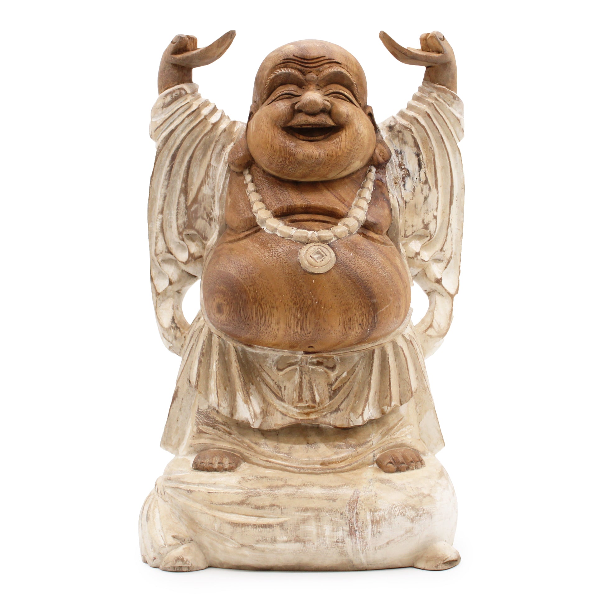 Happy Buddha Hands Up - Whitewash 40cm - £95.0 - 