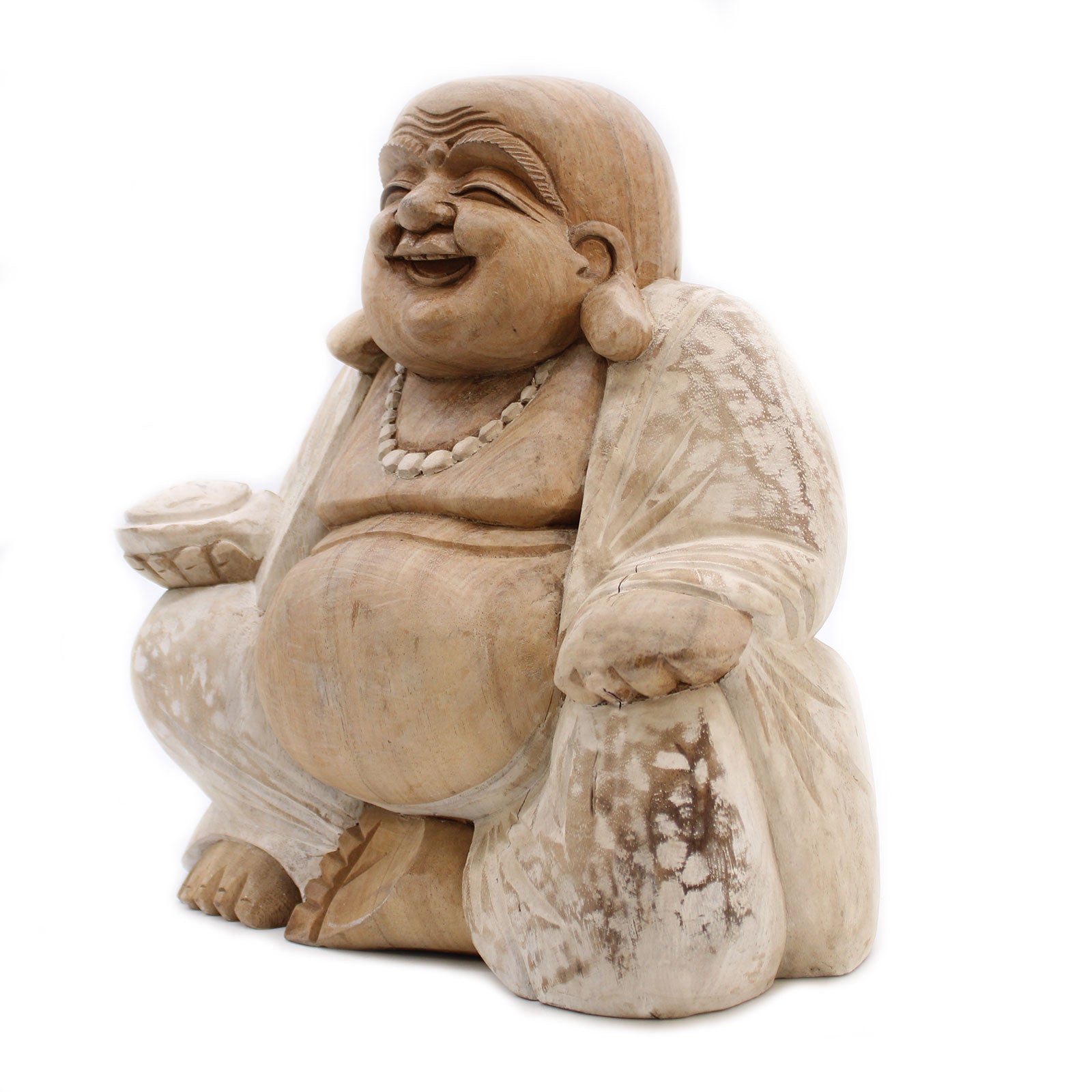 Happy Buddha - Whitewash 30cm-