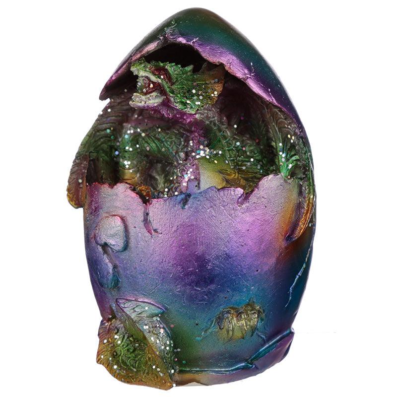 Hatching Egg Metallic Rainbow Dragon Figurine-