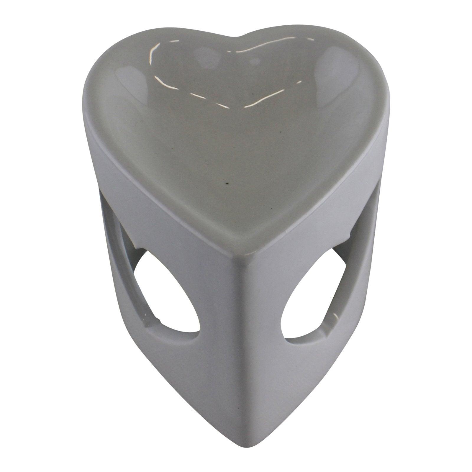 Heart Shaped White Ceramic Oil Burner - £12.99 - Diffusers & Oil Burners 