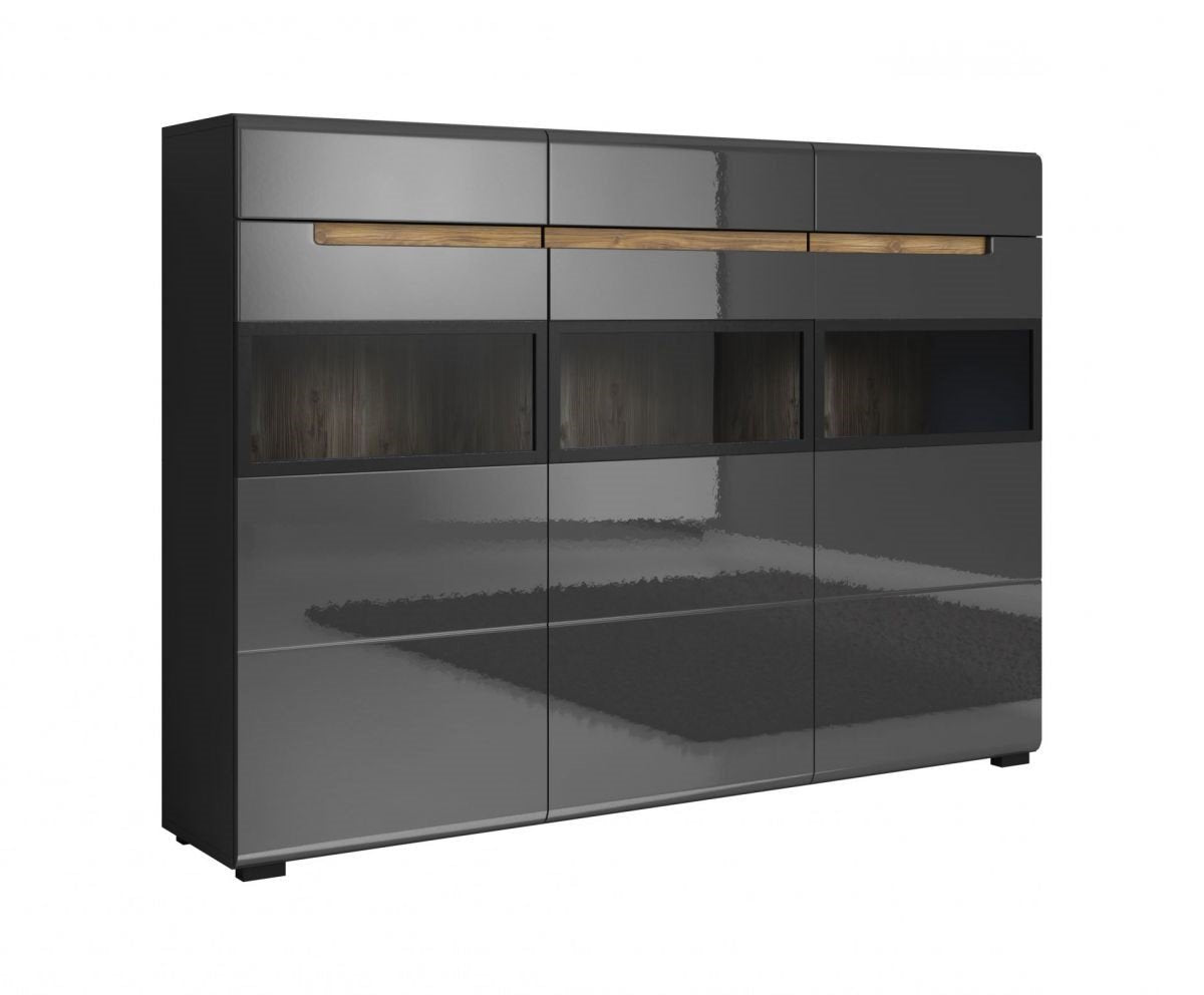 Hektor 48 Sideboard Cabinet Grey Gloss Living Sideboard Cabinet 