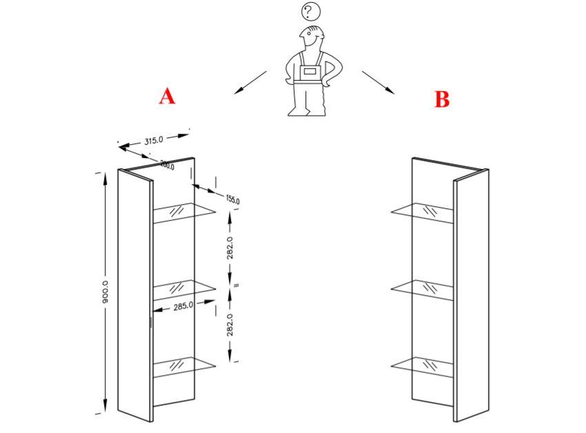 Helio 03 Hanging Panel with Glass Shelves-Wall Panel