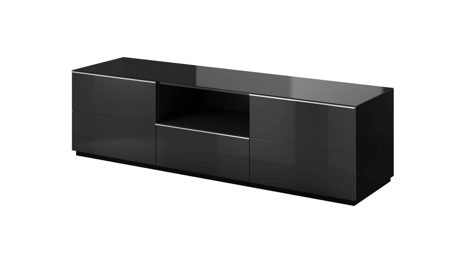 Helio 40 TV Cabinet 180cm Black Glass Living Room TV Cabinet 