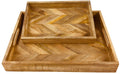 Herringbone Square Wood Rustic Trays Set of 2 - £49.99 - Trays & Chopping Boards 