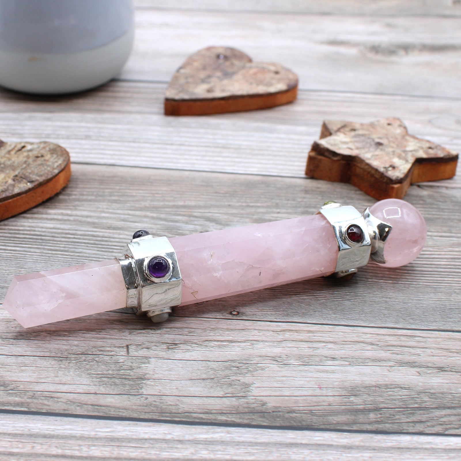 Hexagonal Crystal Healing Wand - 12cm - Rose Quartz-