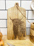 Highland Cow Engraved Wooden Cheese Board-