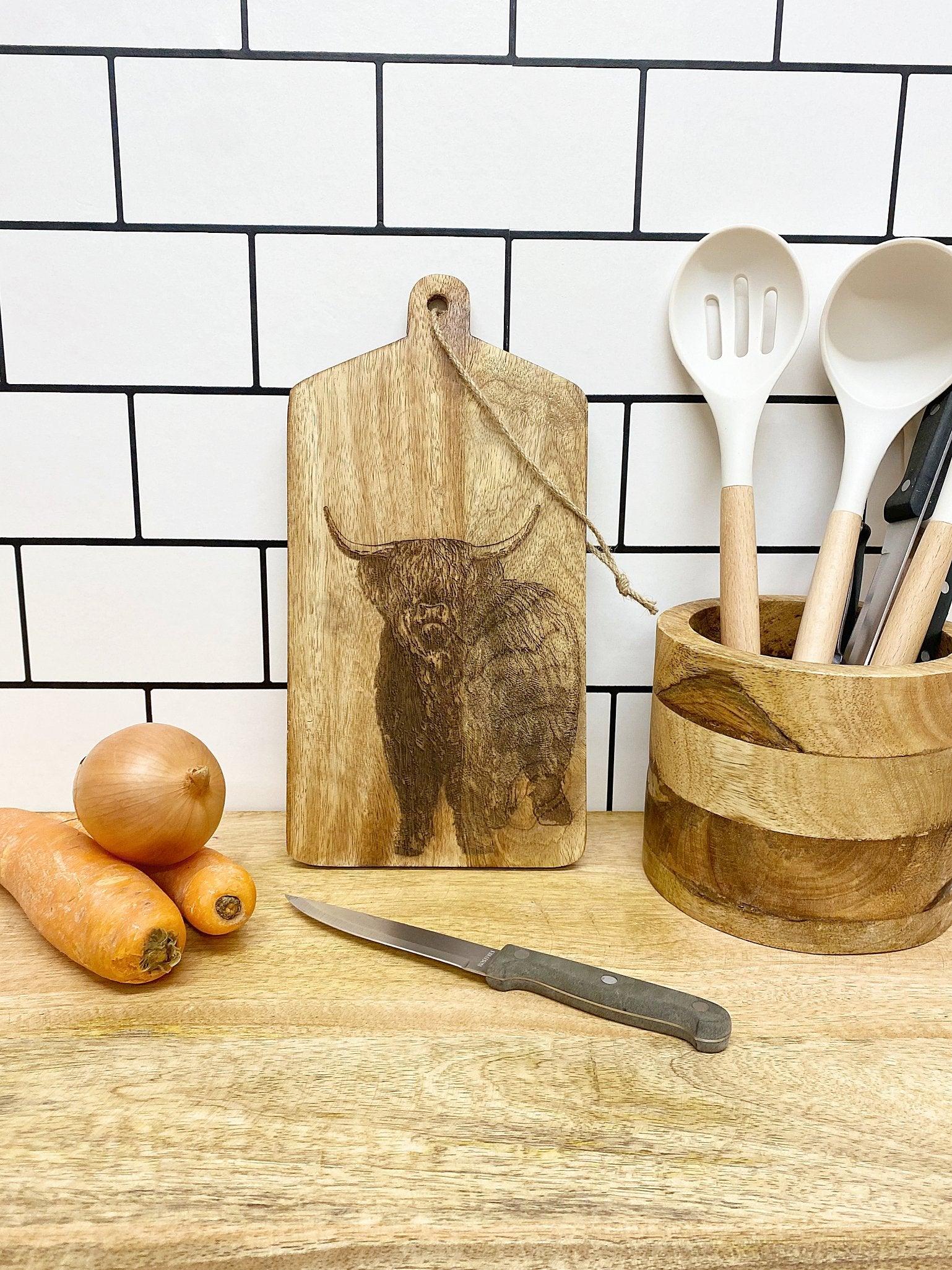 Highland Cow Engraved Wooden Cheese Board - £15.99 - 