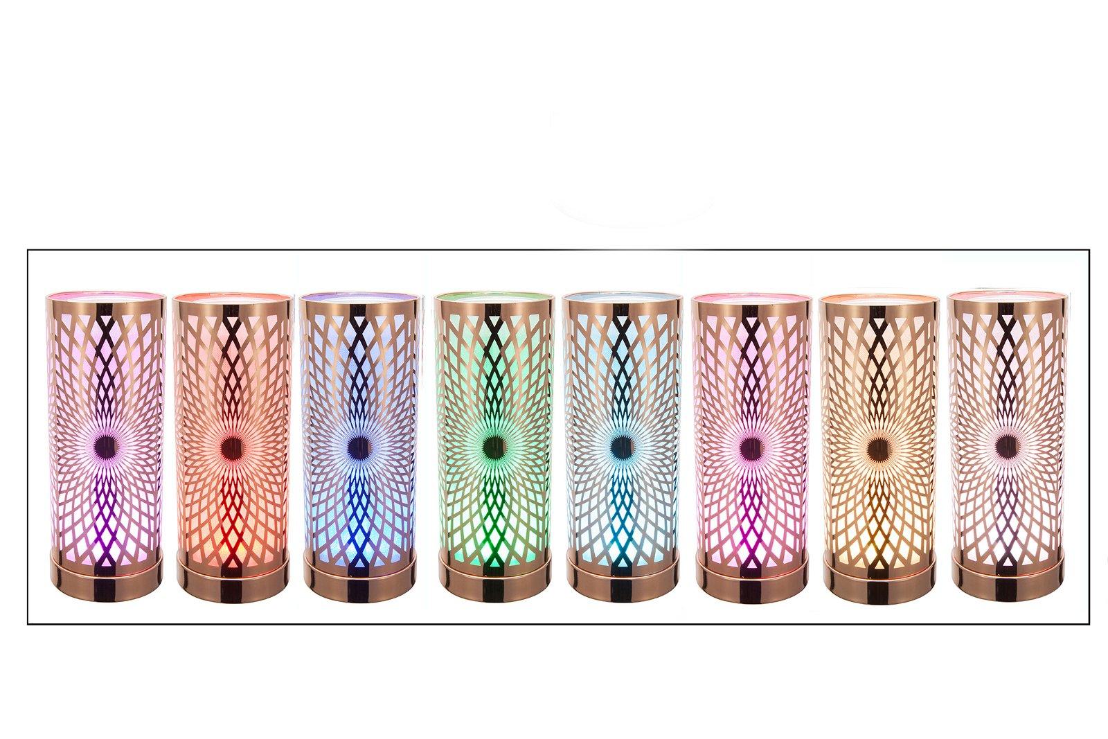 Kaleidoscope Design Colour Changing LED Lamp & Aroma Diffuser in Rose Gold-Lamps With Aroma Diffusers