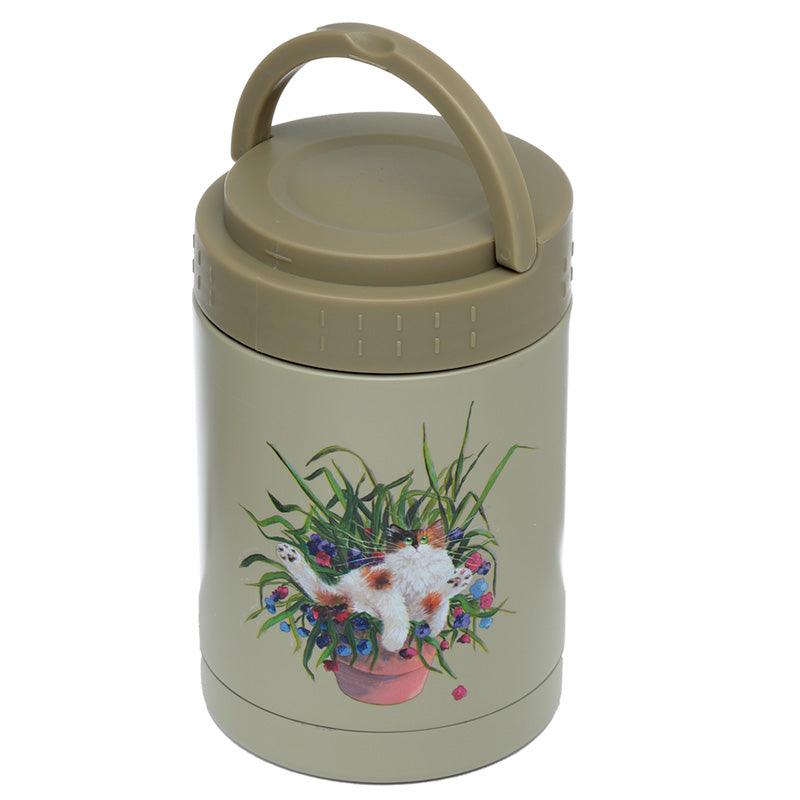 Kim Haskins Cat in Plant Pot Stainless Steel Insulated Food Snack/Lunch Pot 500ml - £21.49 - 