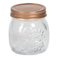 Kitchen Glass Embossed Storage Jar With Copper Screw Lid - Large-Kitchen Storage