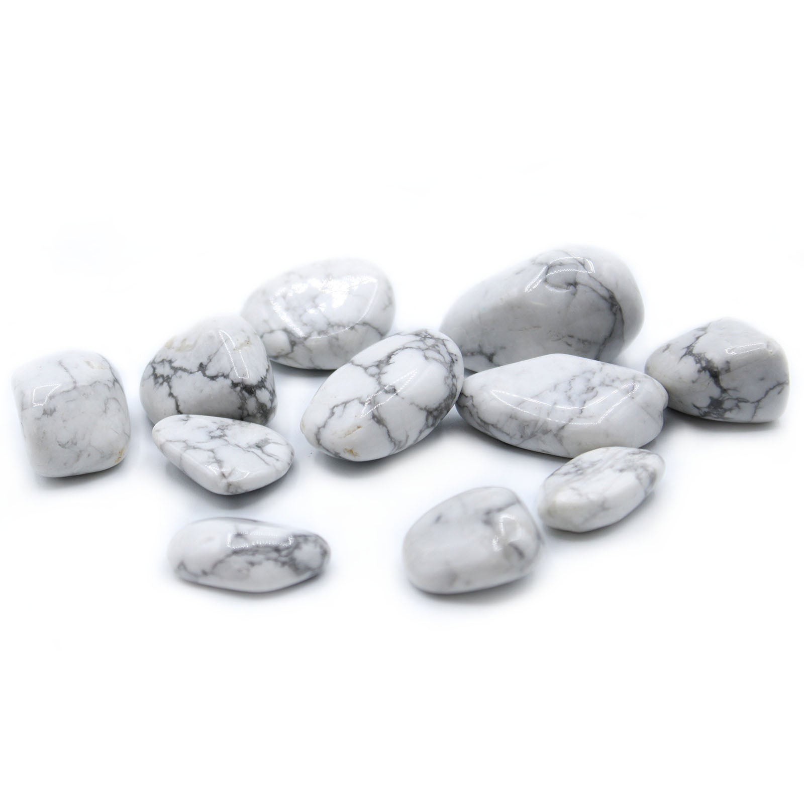 L Tumble Stones - Howlite, White-