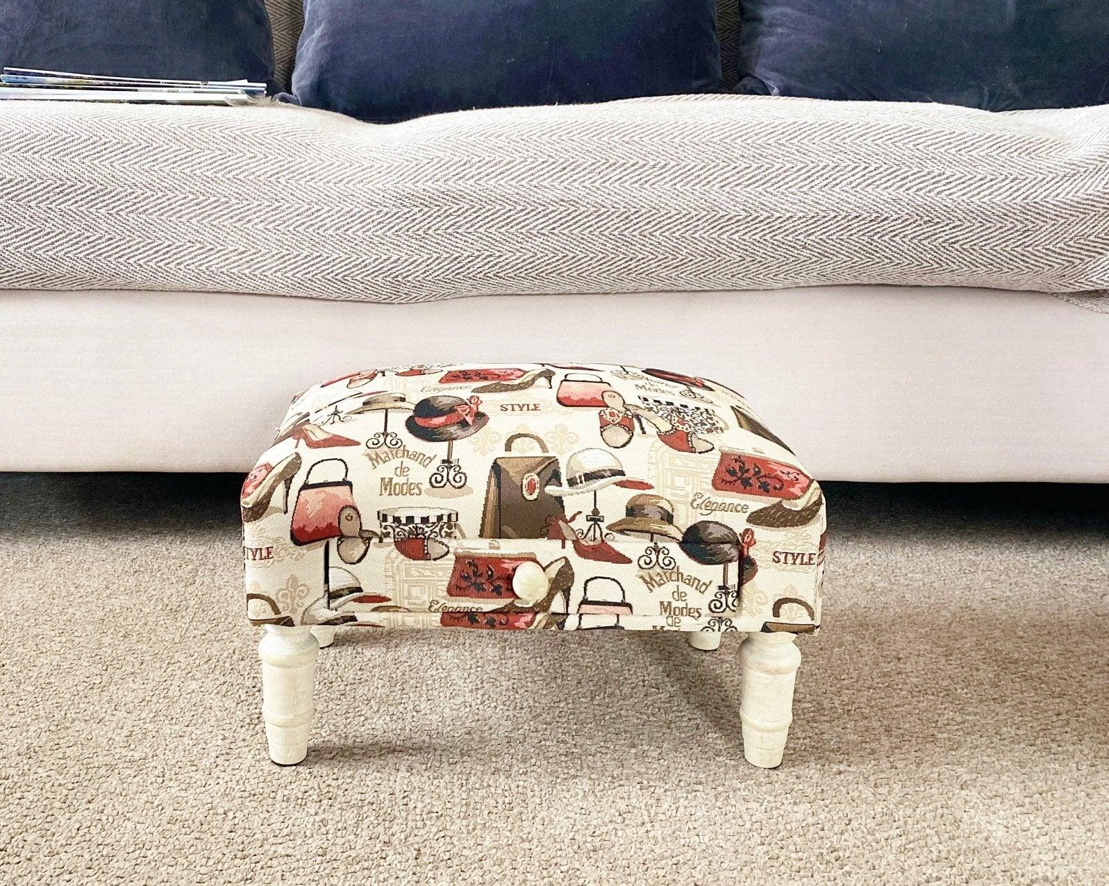 Ladies Fabric Footstool with Drawer-