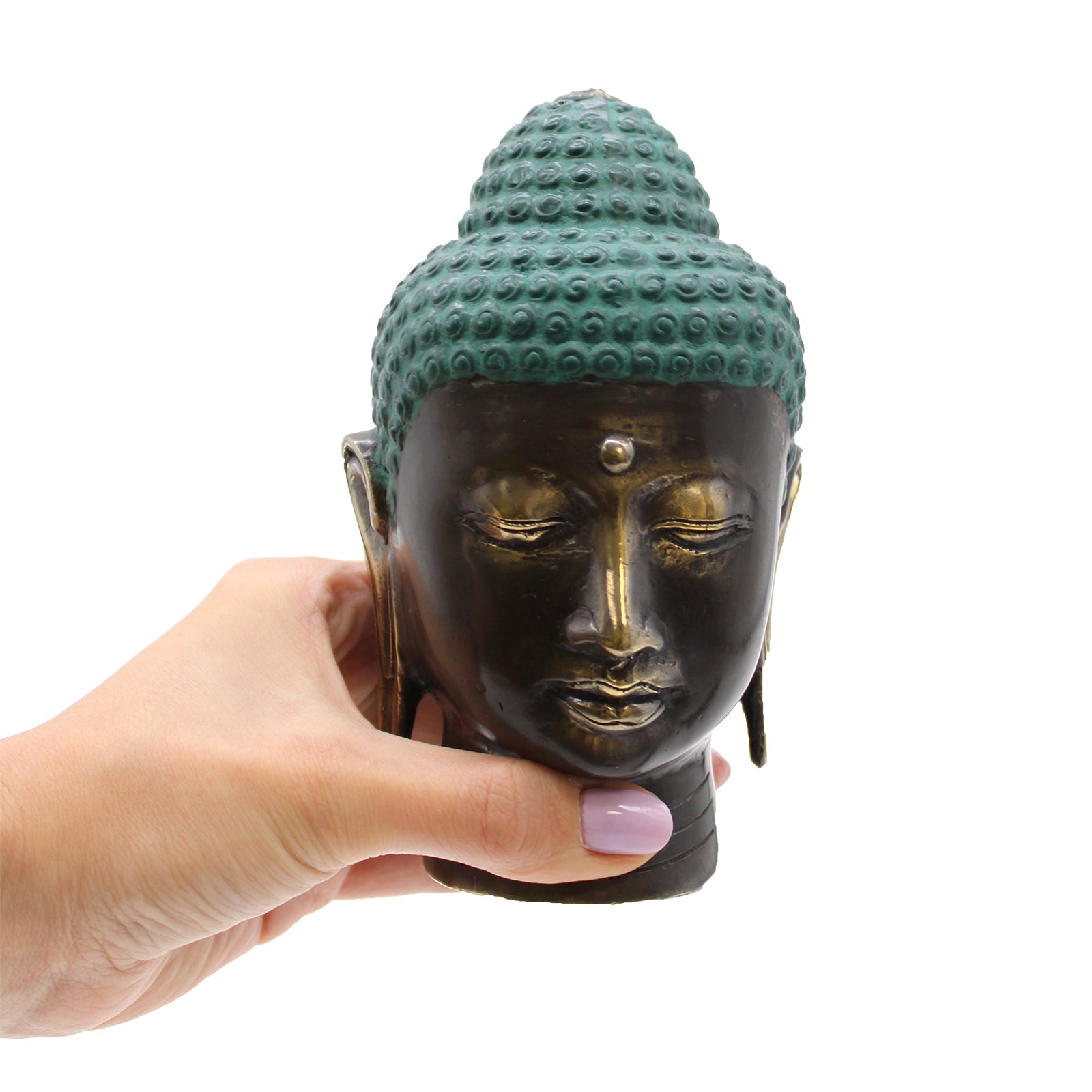 Large Antique Brass Buddha Head-