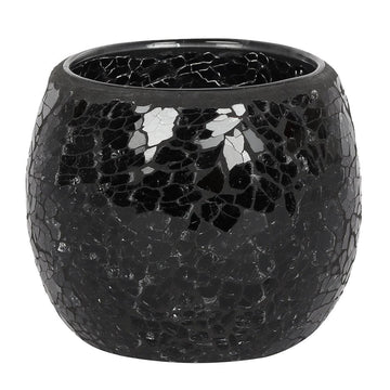 Large Black Crackle Glass Candle Holder - £10.99 - Candle Holders 