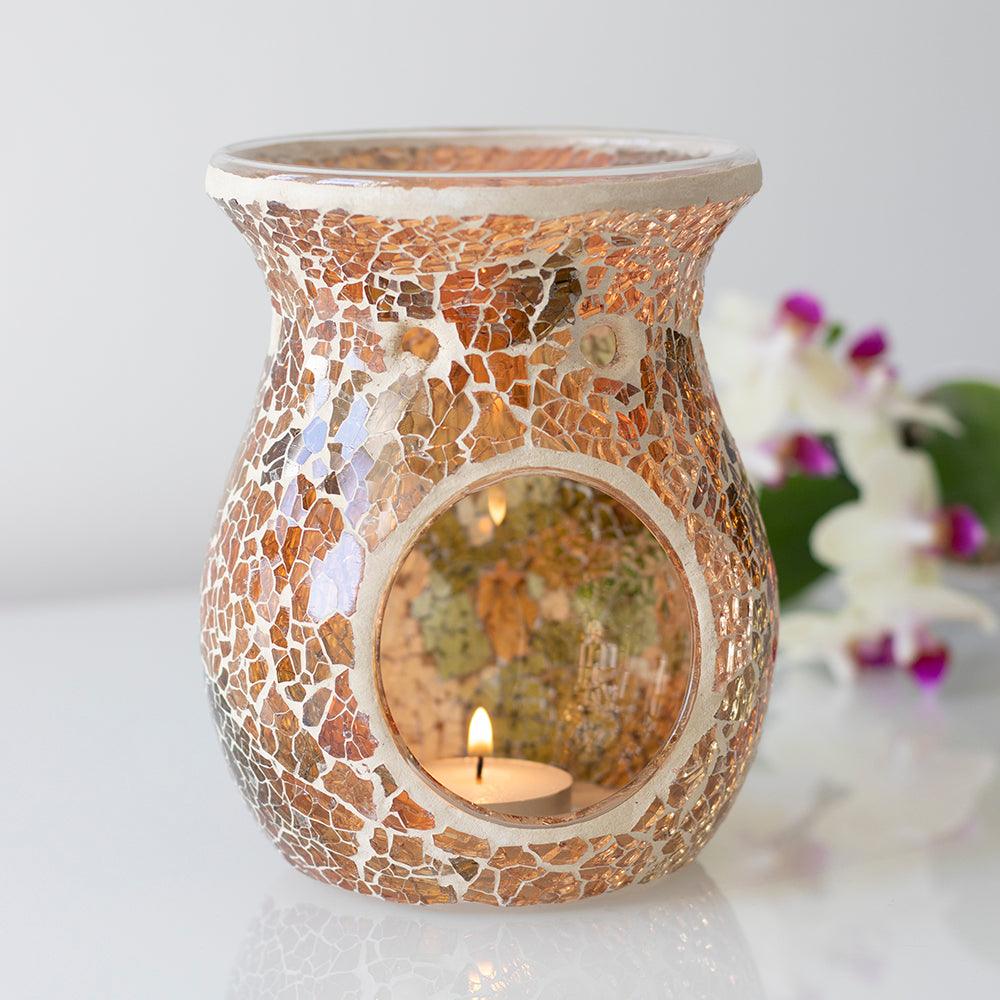 Large Brown Crackle Oil Burner-Oil Burners