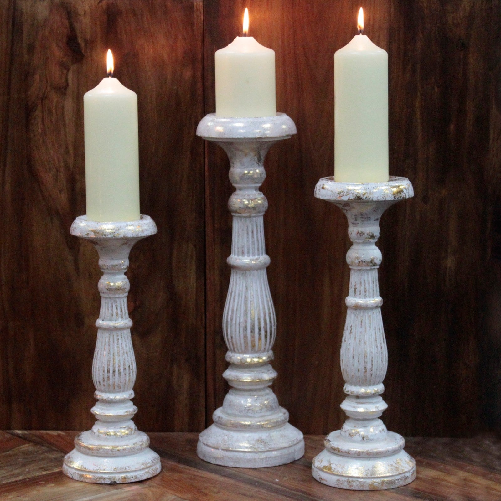 Large Candle Stand - White Gold-