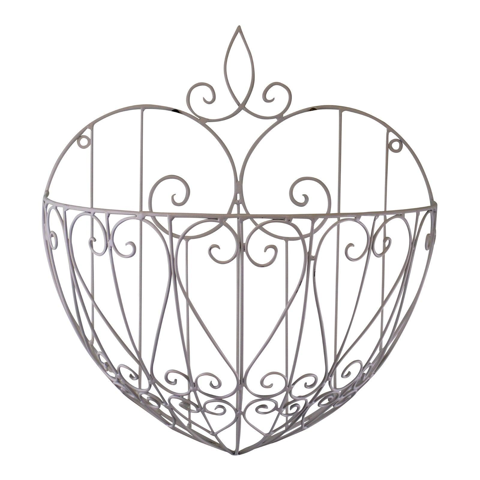 Large Cream Heart Shaped Wall Planter-Outdoor Planters