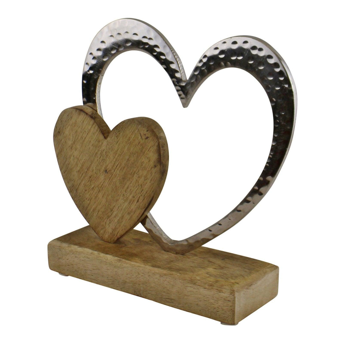 Large Double Heart On Wooden Base Ornament - £26.99 - Ornaments 