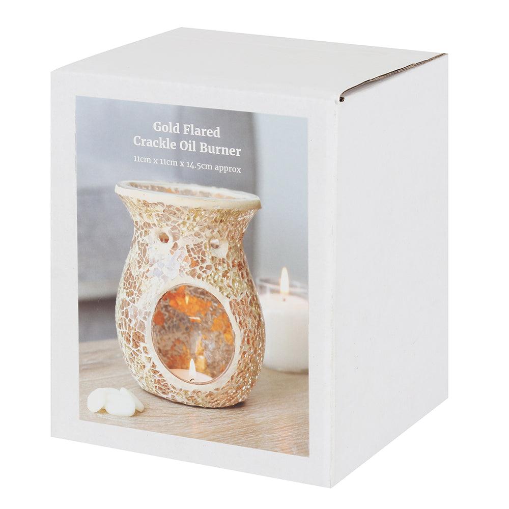 Large Gold Crackle Glass Oil Burner-Oil Burners