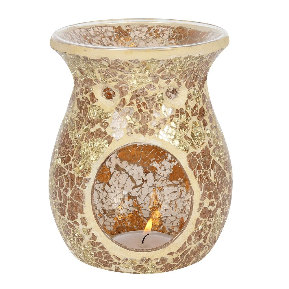 Large Gold Crackle Glass Oil Burner - £19.99 - Oil Burners 