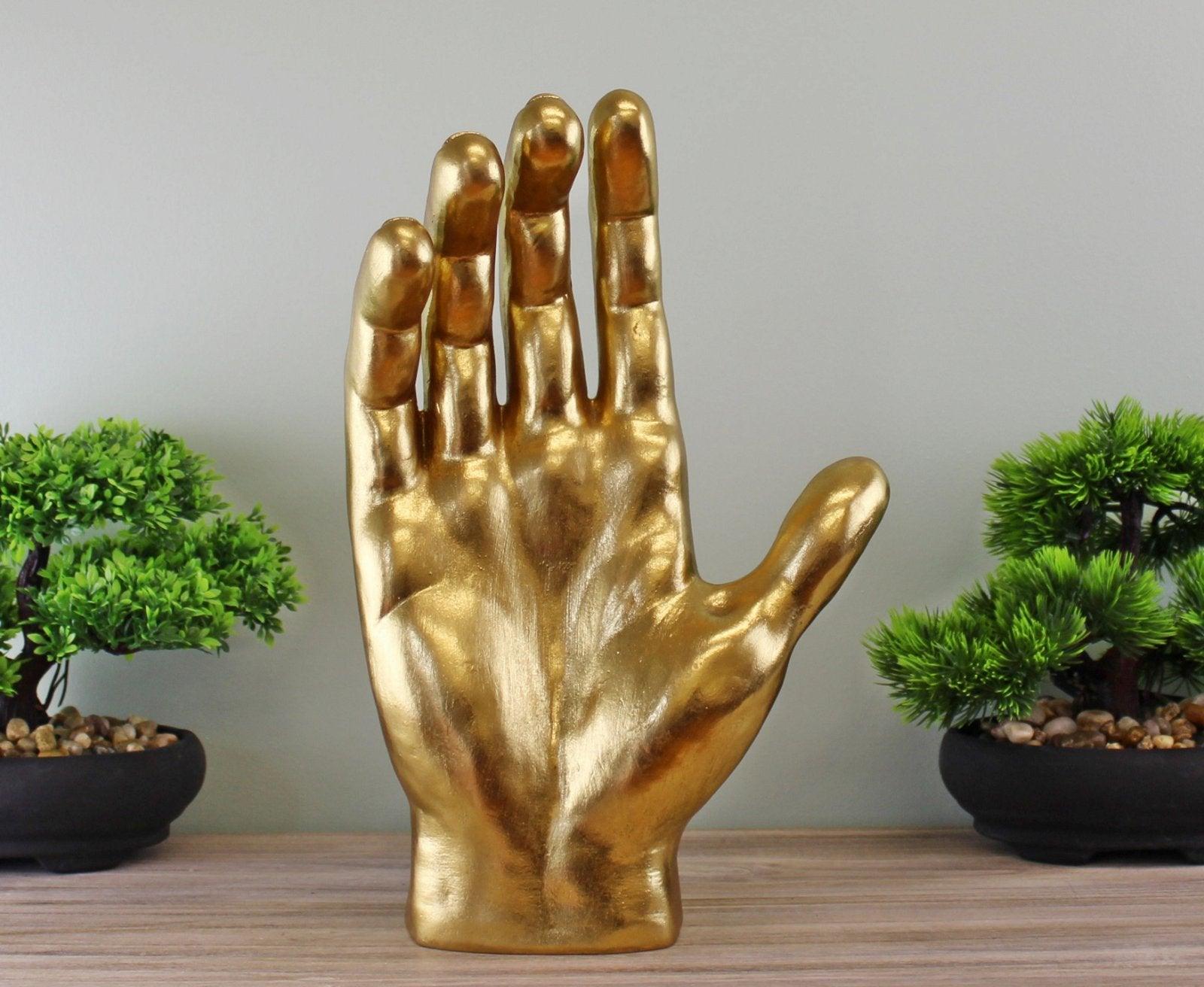 Large Gold Decorative Hand Ornament-Figurines & Statues