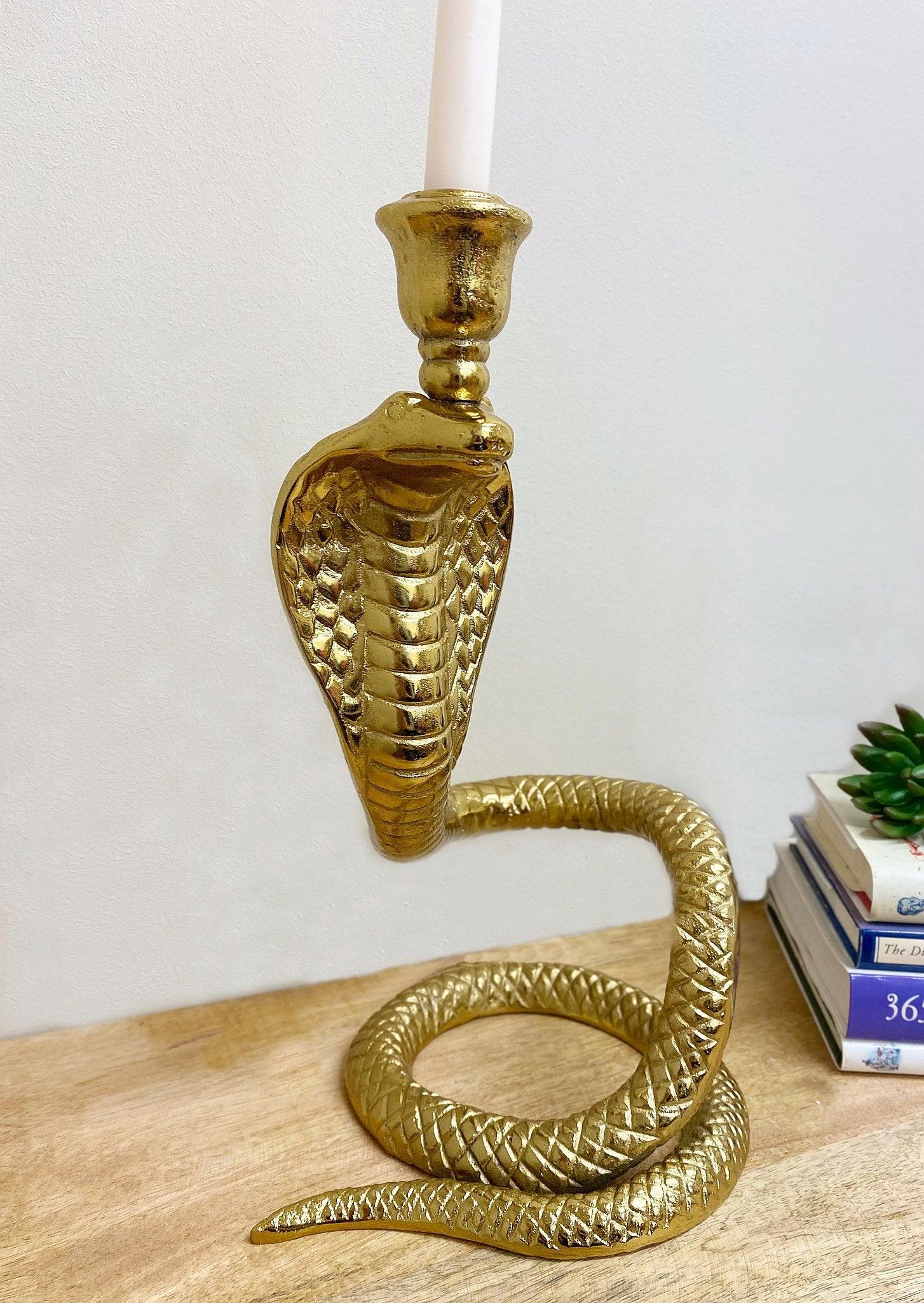 Large Gold Snake Candle Holder-