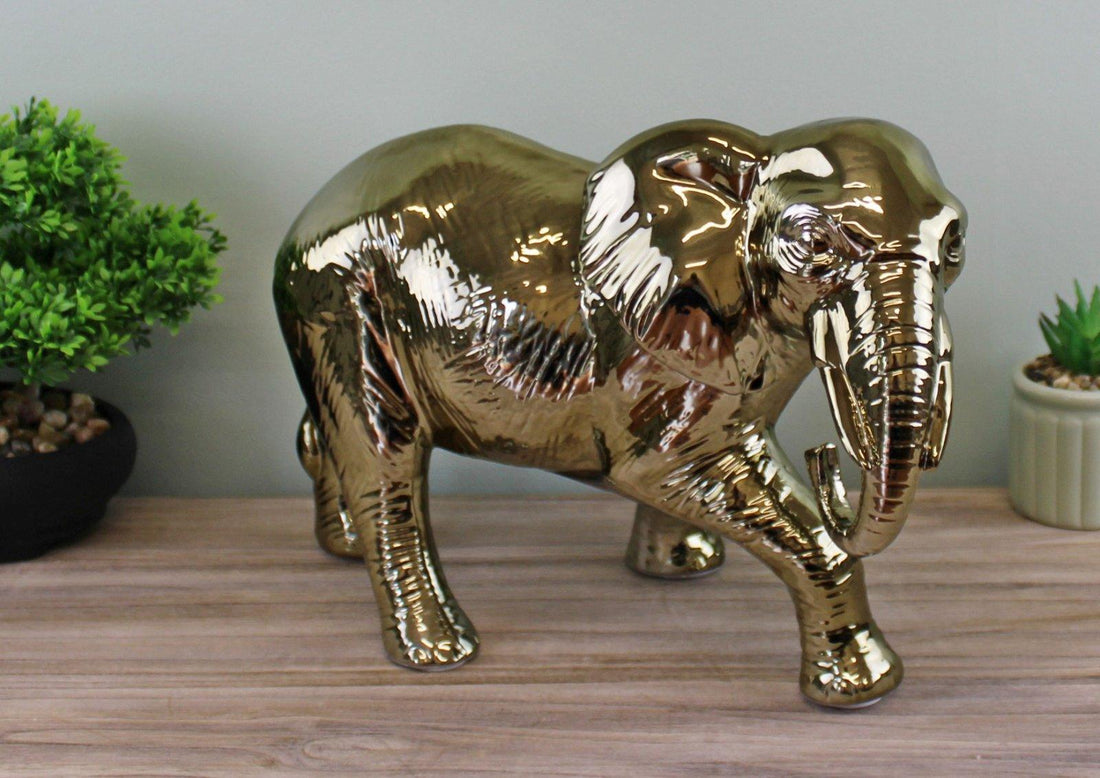 Large Golden Elephant Ornament 34cm - £61.99 - Animals 