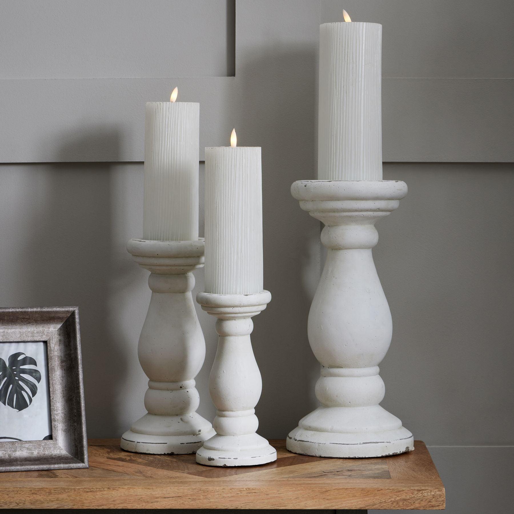 Large Matt White Ceramic Candle Holder-Gifts & Accessories > Candle Holders > Ornaments