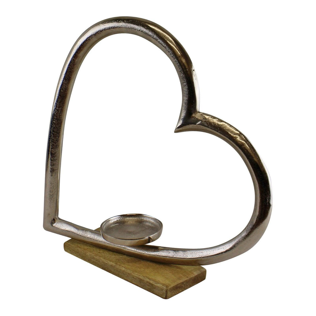 Large Metal Heart Candle Holder With Wooden Base - £41.99 - Candle Holders & Plates 