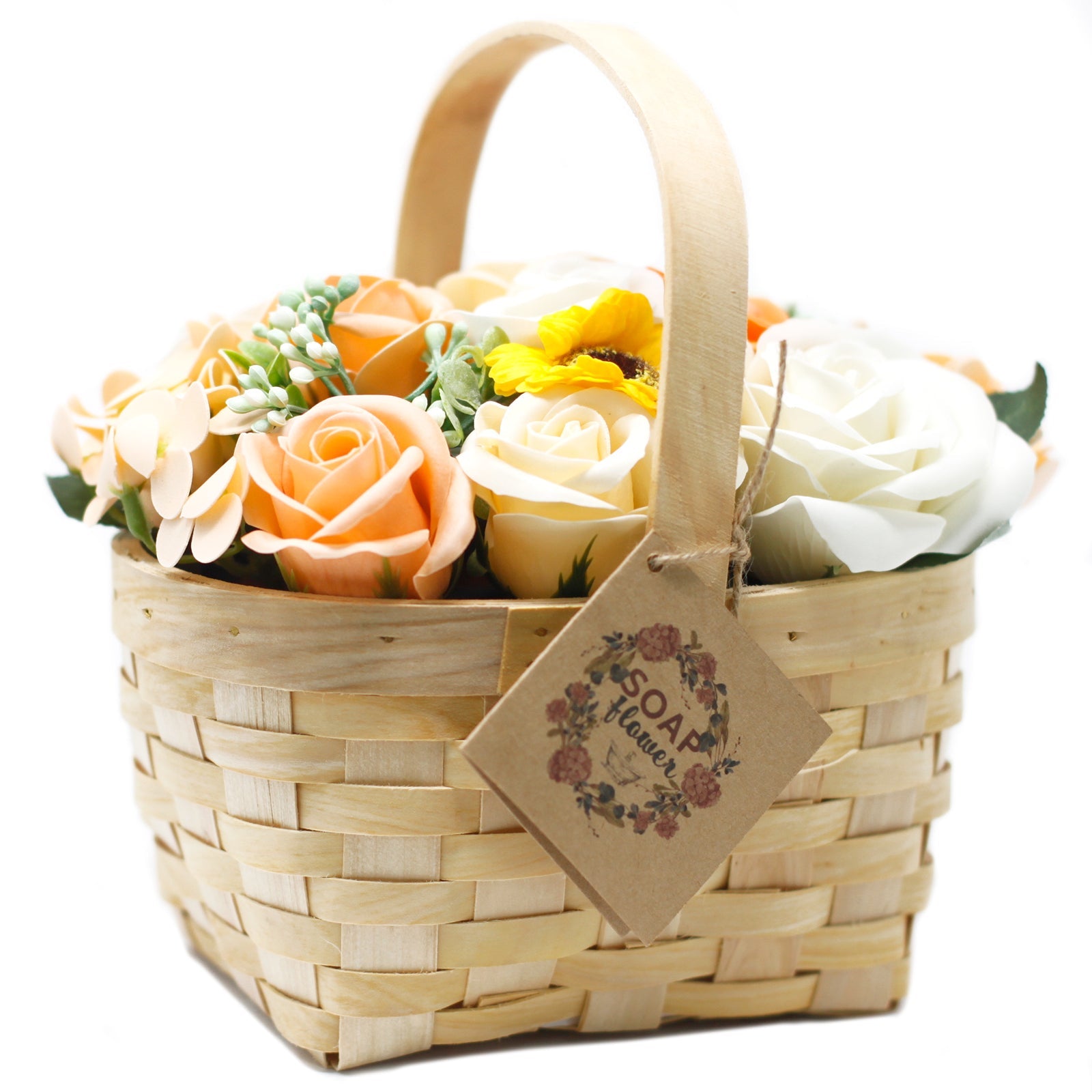 Large Orange Bouquet in Wicker Basket-