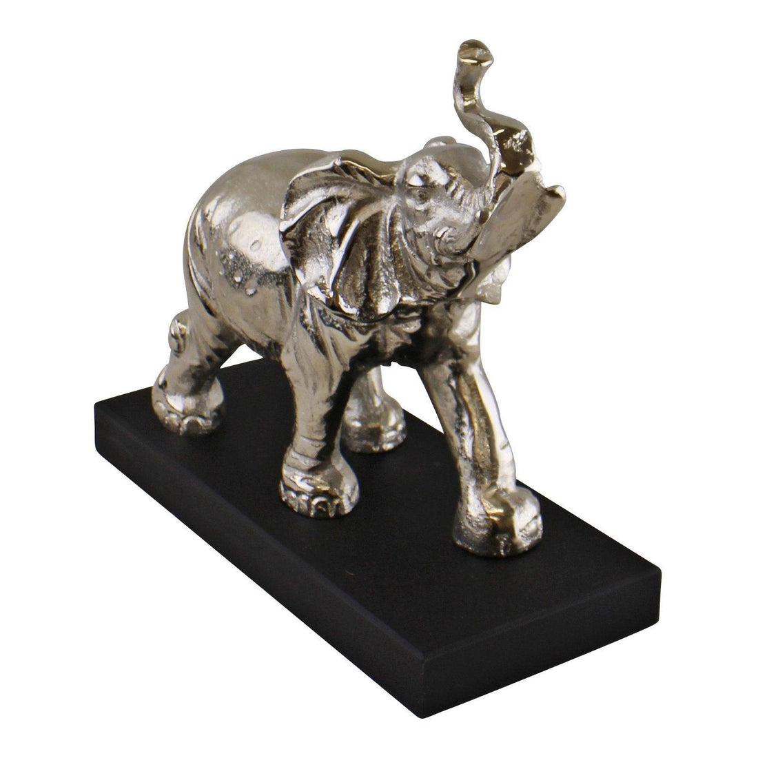 Large Ornamental Silver Metal Elephant On Plinth - £33.99 - Animals 