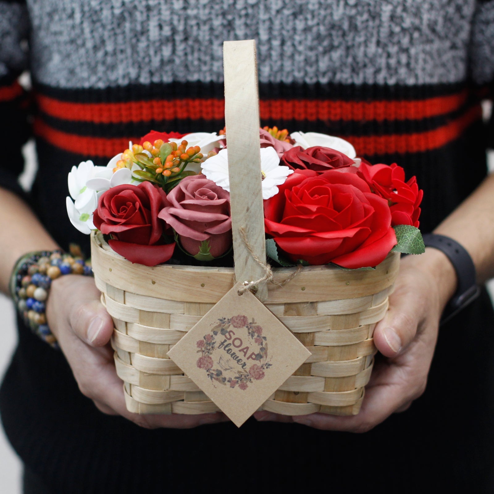 Large Pink Bouquet in Wicker Basket-