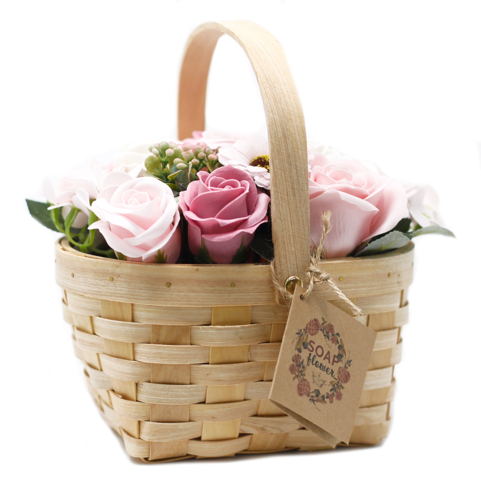 Large Pink Bouquet in Wicker Basket - £40.0 - 