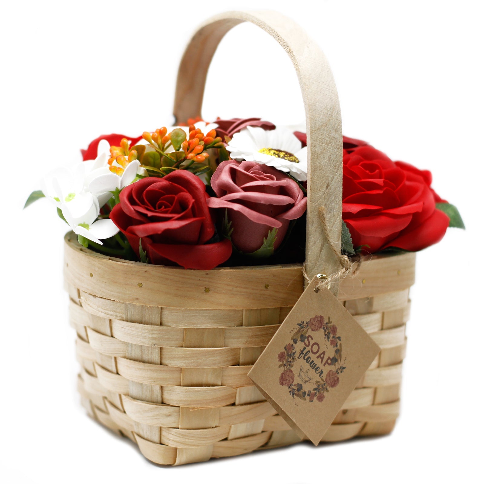 Large Red Bouquet in Wicker Basket-