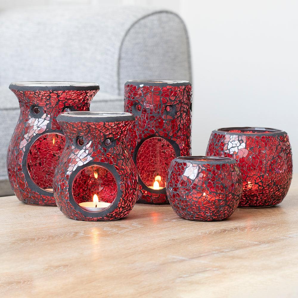 Large Red Crackle Glass Oil Burner-Oil Burners