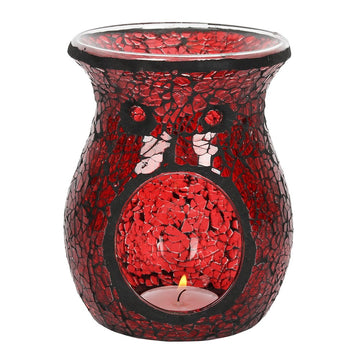 Large Red Crackle Glass Oil Burner - £19.99 - Oil Burners 