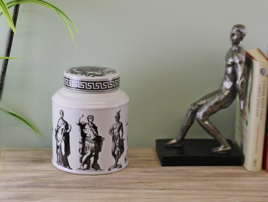 Large Round Grecian Style Porcelain Jar, Grecian Pottery - £88.99 - Ceramic Ornaments 