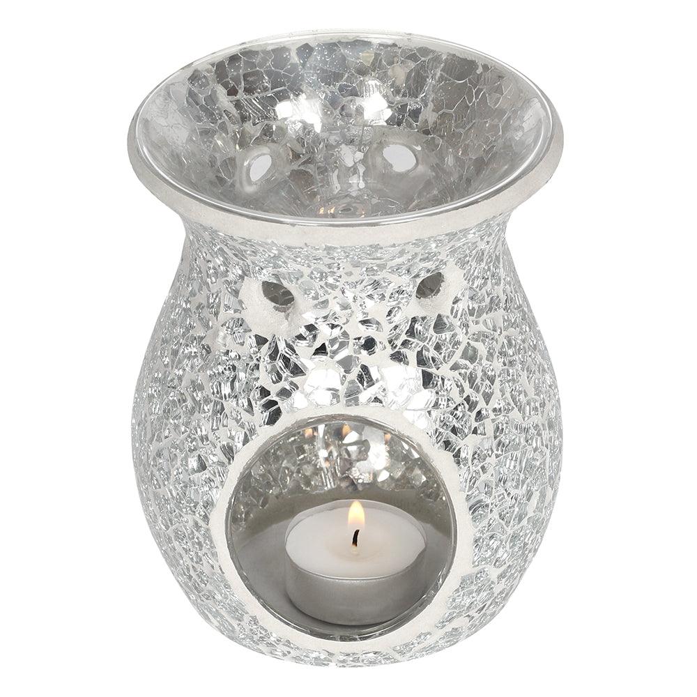 Large Silver Crackle Oil Burner-Oil Burners