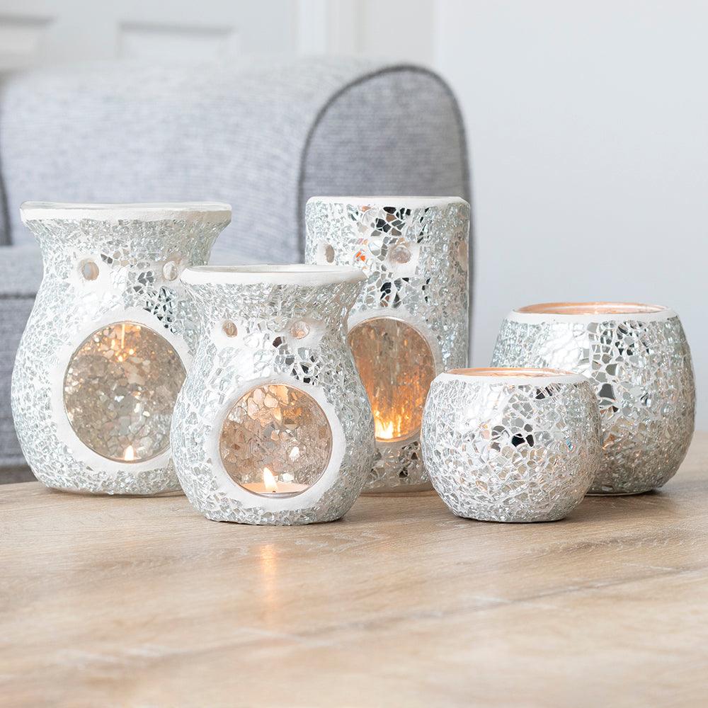 Large Silver Crackle Oil Burner-Oil Burners