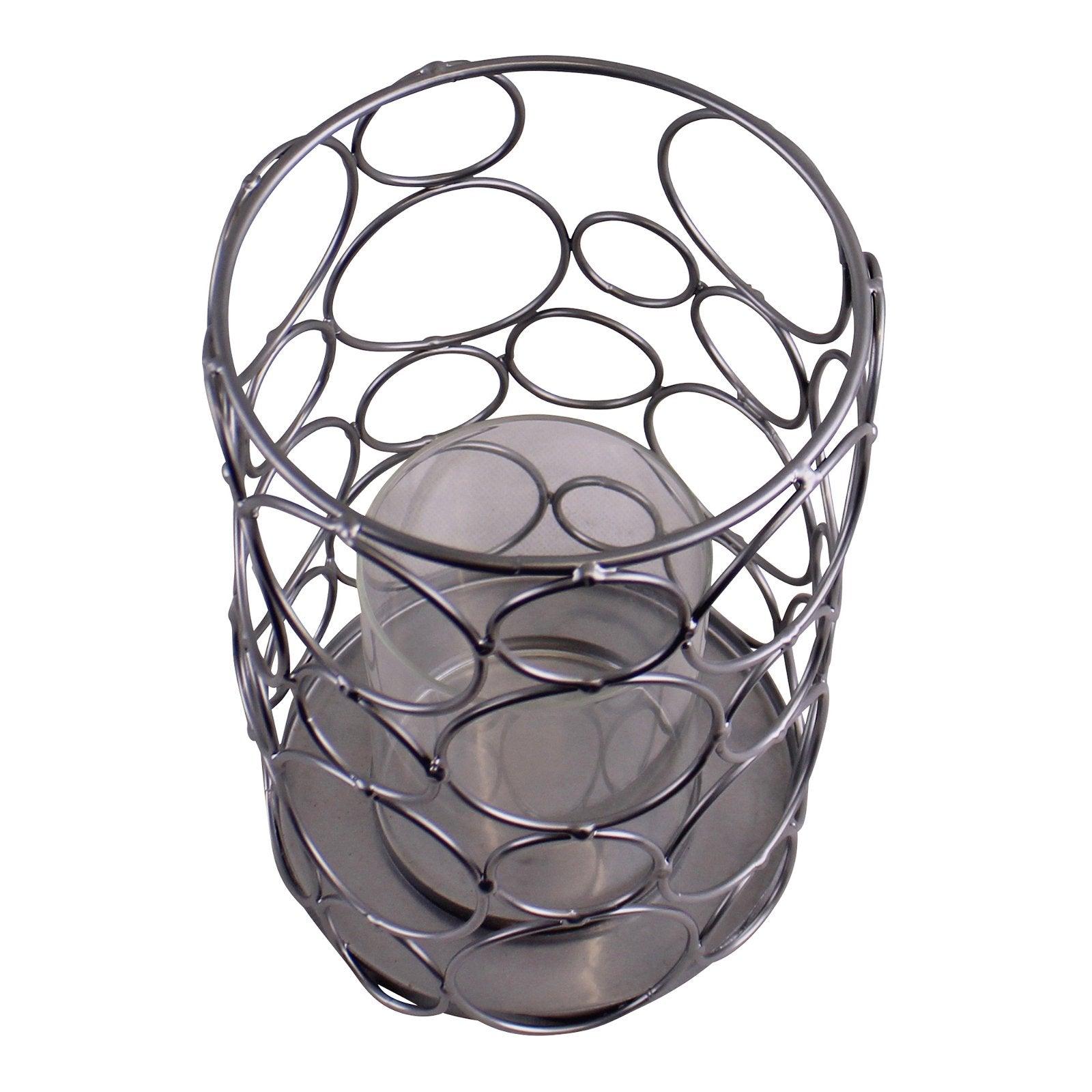 Large Silver Metal Abstract Design Candle Holder - £22.99 - Candle Holders & Plates 