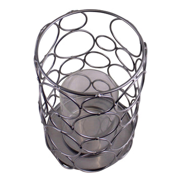 Large Silver Metal Abstract Design Candle Holder - £22.99 - Candle Holders & Plates 